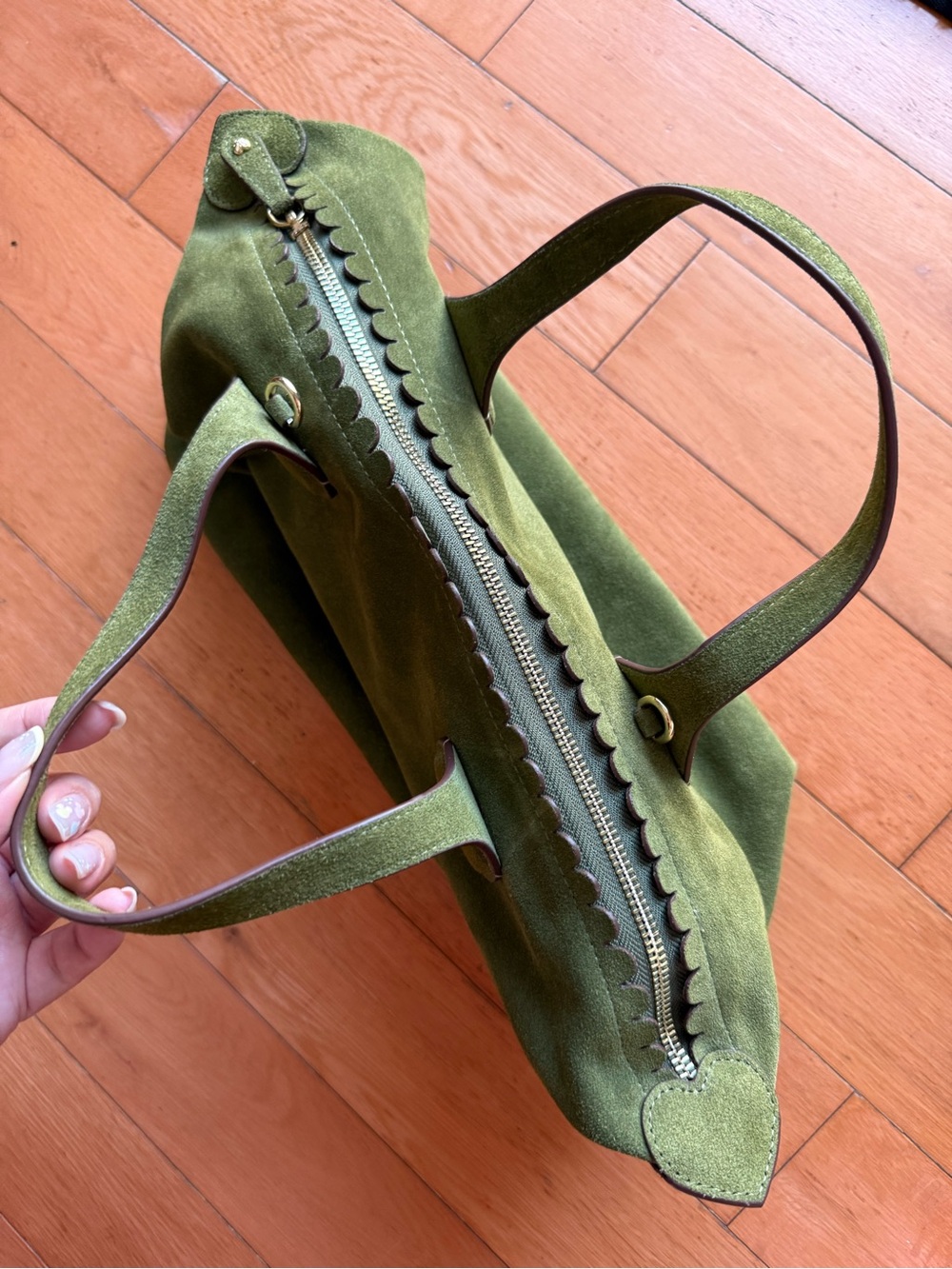Stoney Clover Lane Suede Leather Pittsford Pouchette Shoulder Bag 29 - Olive - Picture 14 of 15